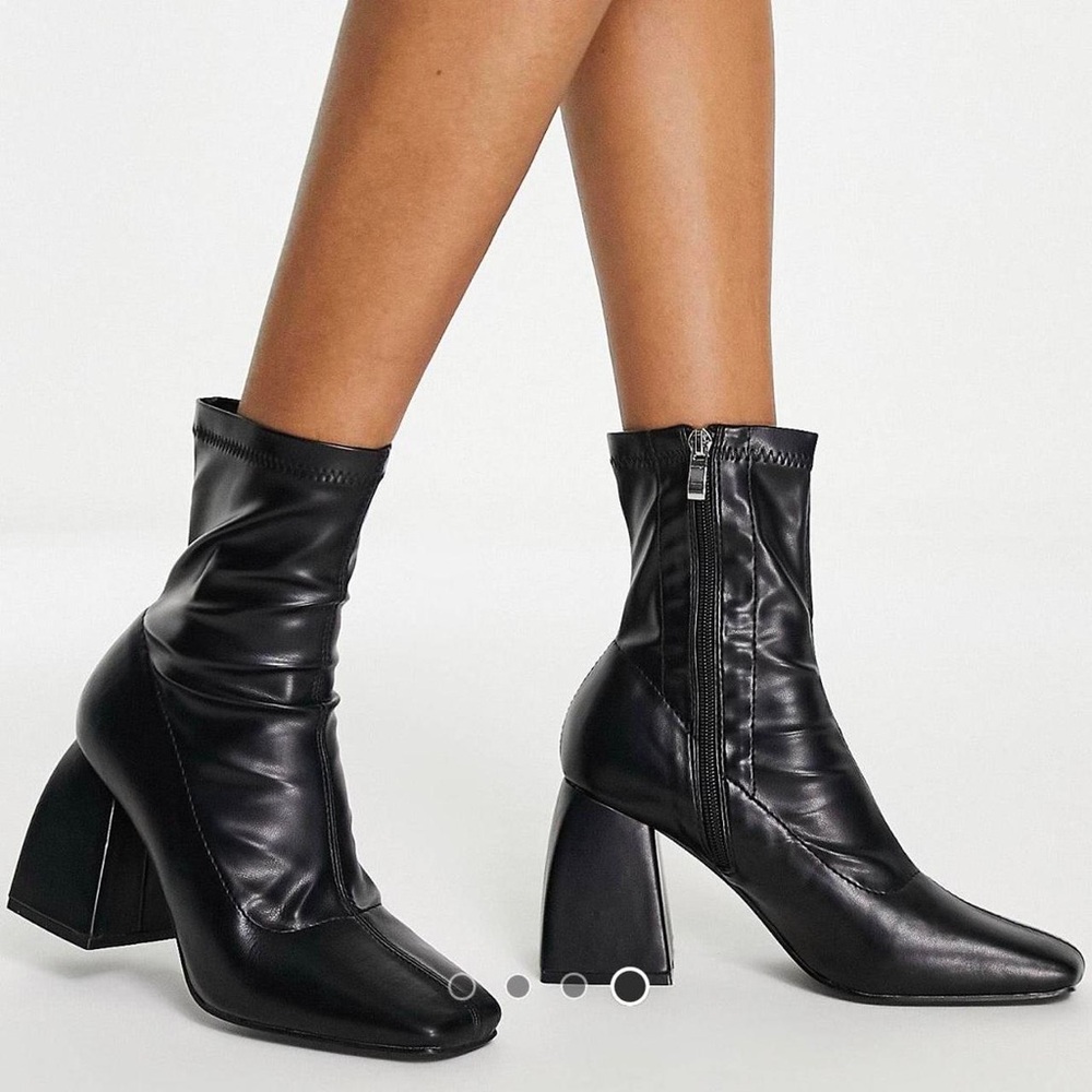 Public Desire Black Leather Ankle Boots